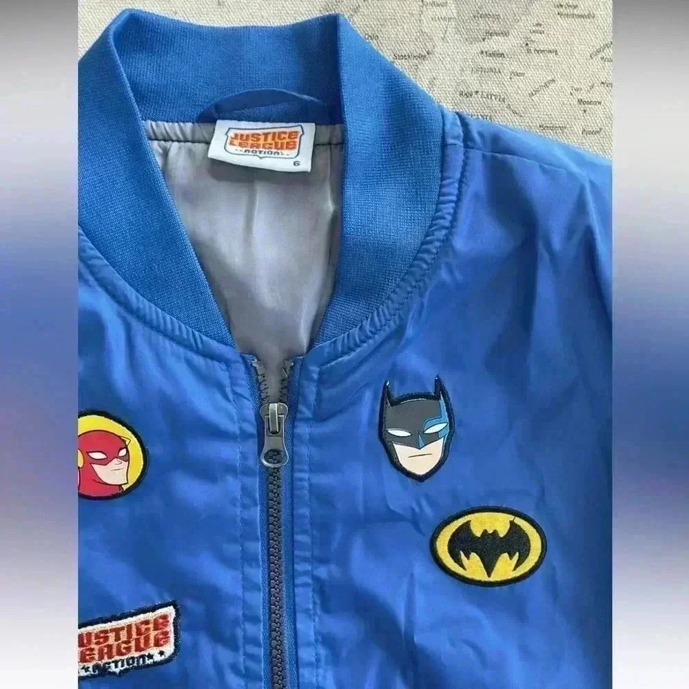 Justice League Patched Bomber Jacket Size 6 - Picture 2 of 6